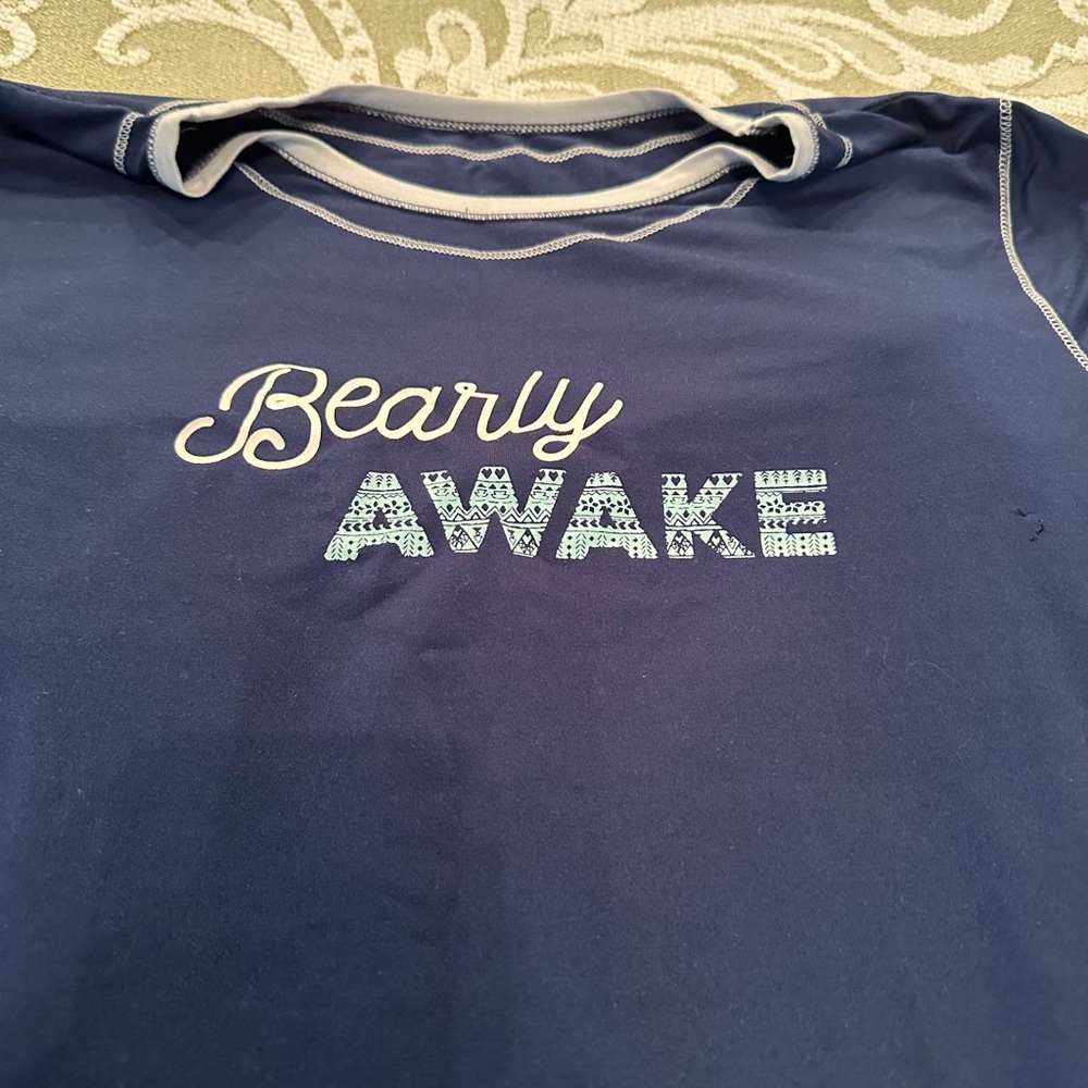 Navy Blue ladies Pajamas with Bear Print - Picture 2 of 4